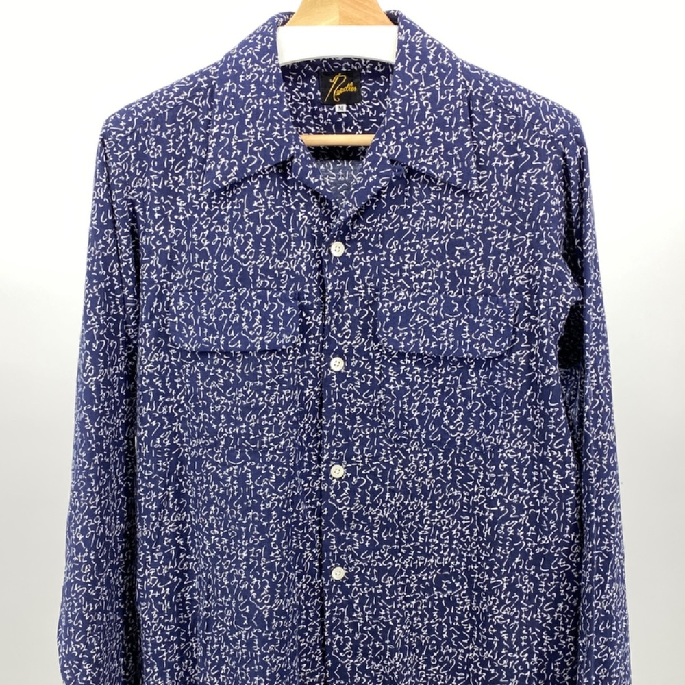 Needles Nepenthes Camp Collar Hiragana Print Shirt